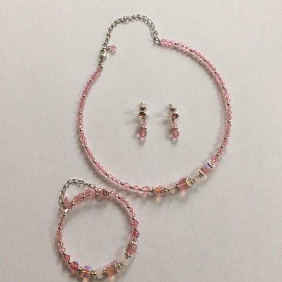 Fashion Jewelry Other - Pink Crystal Little Girls Beaded Jewelry Set.